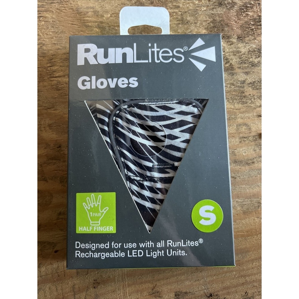 RunLites Zebra Print Fingerless Light Gloves Size S With battery